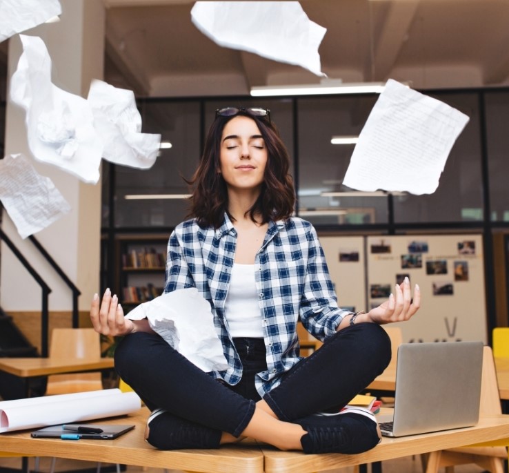 a photo of a woman meditating